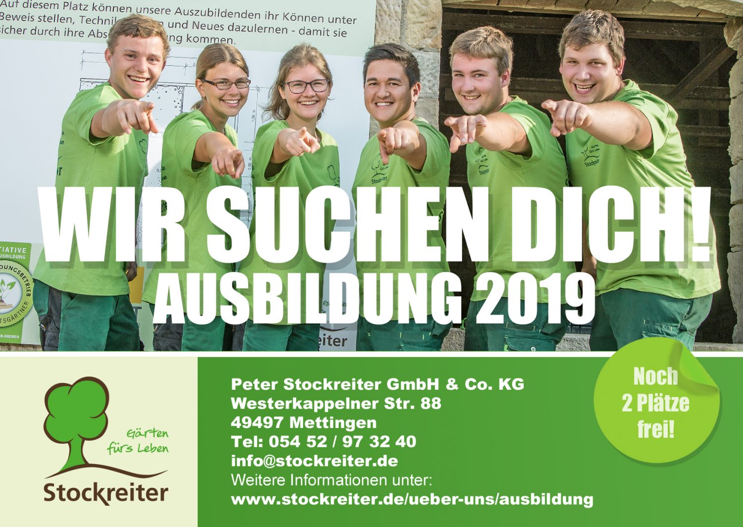 Freie Ausbildungs­plätze 2019 Stockreiter Garten, Landschaftsbau